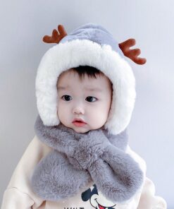 Alternative view of Mũ Len Tuần Lộc Cho Bé Kèm Khăn Chéo