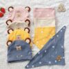 Set 2 mũ yếm cotton hình gấu