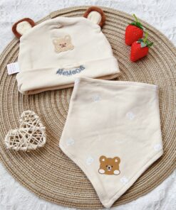 Alternative view of Set 2 mũ yếm cotton hình gấu