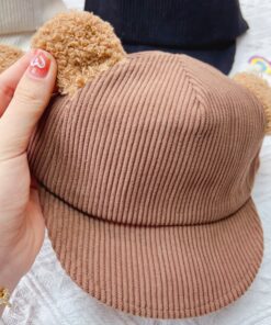 Mũ Lưỡi Trai Tai Gấu Chất Nhung Giữ Ấm Cho Bé