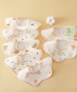 Yếm Tròn Xoay 360 Độ Chất Liệu Muslin Chống Thấm