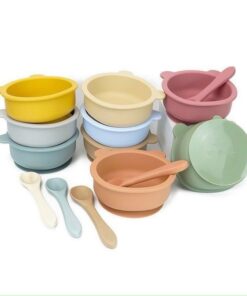 Alternative view of Bát ăn dặm gấu bằng silicon kèm thìa