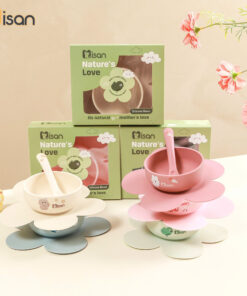 Alternative view of Bát ăn dặm silicon có đế hít hình bông hoa kèm thìa Misan