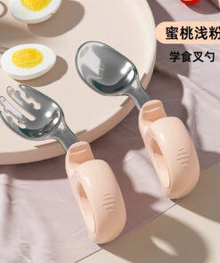 Thìa dĩa tập xúc cho bé chất liệu inox không rỉ