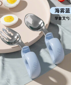 Thìa dĩa tập xúc cho bé chất liệu inox không rỉ