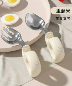 Thìa dĩa tập xúc cho bé chất liệu inox không rỉ