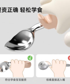 Thìa dĩa tập xúc cho bé chất liệu inox không rỉ