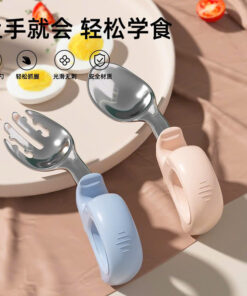 Thìa dĩa tập xúc cho bé chất liệu inox không rỉ