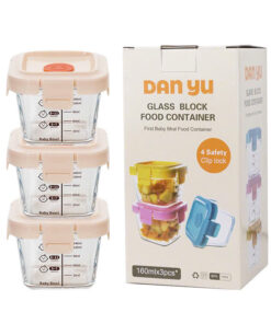 Hộp trữ đông thủy tinh hình mặt cười có vạch chia 160ml