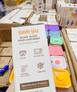 Hộp trữ đông thủy tinh hình mặt cười có vạch chia 160ml