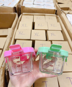 Hộp trữ đông thủy tinh hình mặt cười có vạch chia 160ml