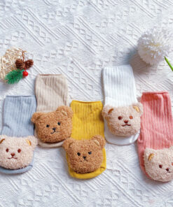 Tất vớ hình gấu bông 3D chống trơn trượt cho bé