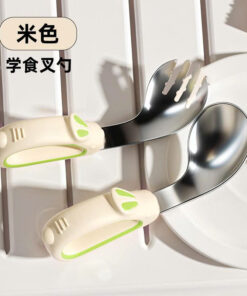 Thìa dĩa tập xúc cho bé chất liệu inox không rỉ