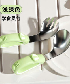 Thìa dĩa tập xúc cho bé chất liệu inox không rỉ