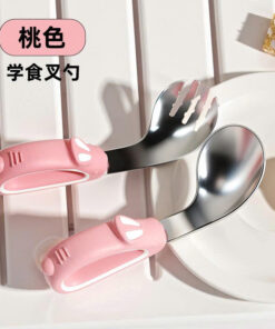 Thìa dĩa tập xúc cho bé chất liệu inox không rỉ