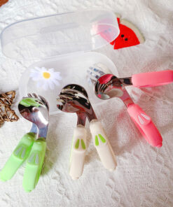 Thìa dĩa tập xúc cho bé chất liệu inox không rỉ