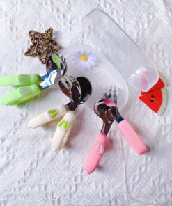 Thìa dĩa tập xúc cho bé chất liệu inox không rỉ