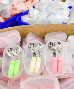 Thìa dĩa tập xúc cho bé chất liệu inox không rỉ